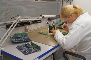 engineer working with circuits